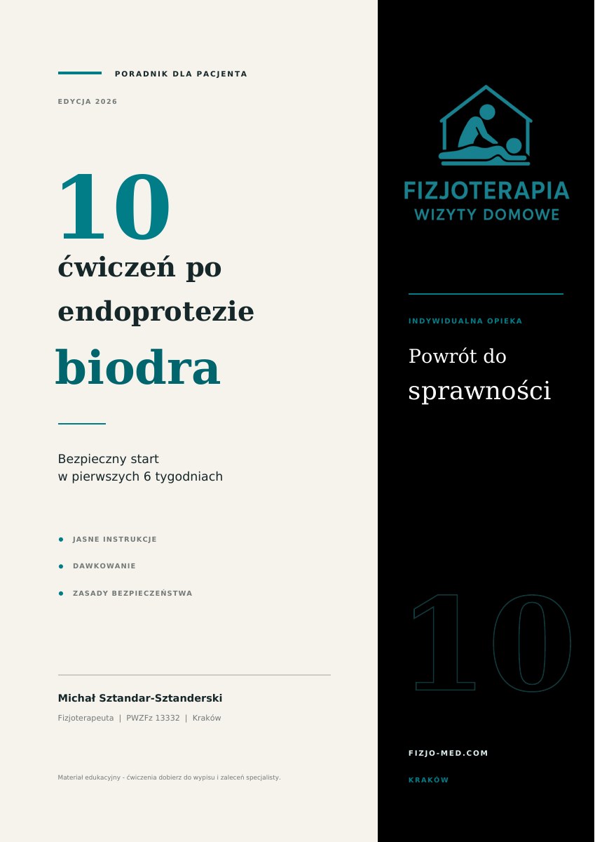 Okładka poradnika 10 ćwiczeń po endoprotezie biodra